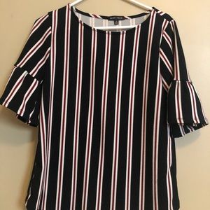 Black, white, and red stripped shirt